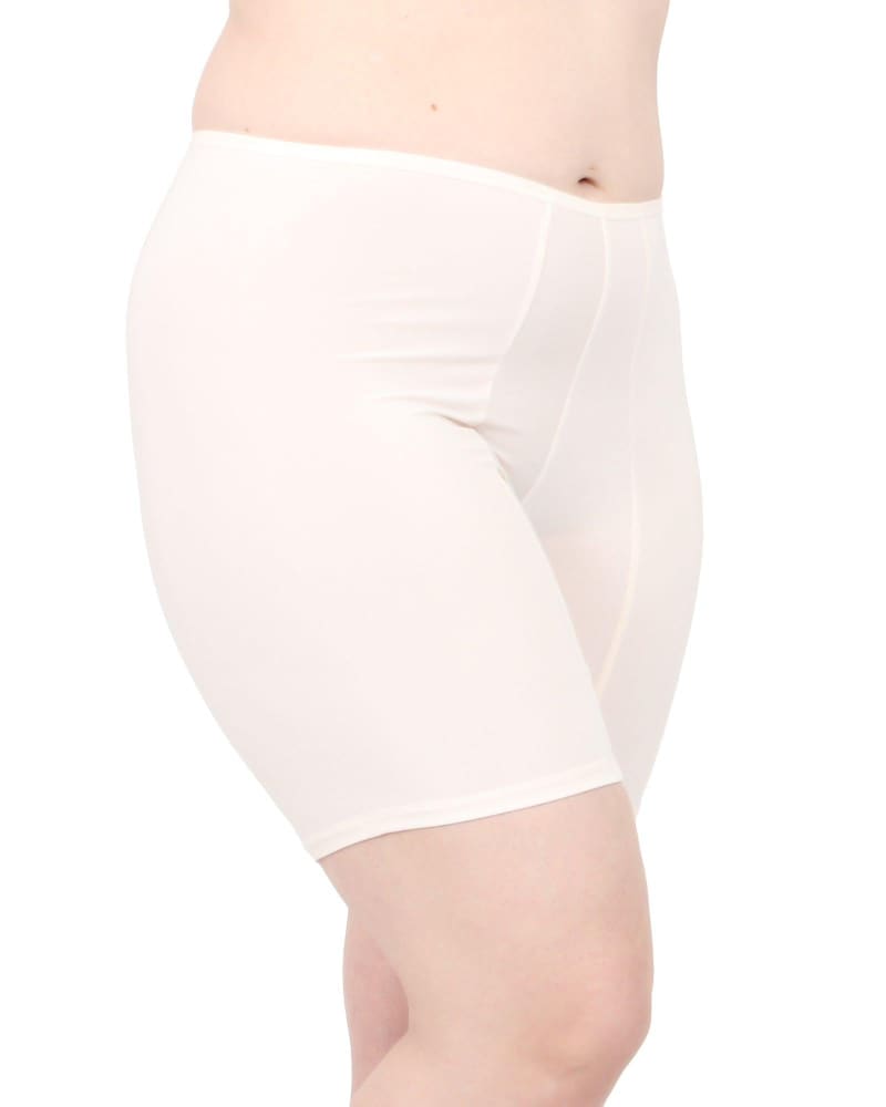 Front of a model wearing a size L Classic Anti Chafing Shortlette Slipshort in Ecru/Light Beige by Undersummers. | dia_product_style_image_id:243446